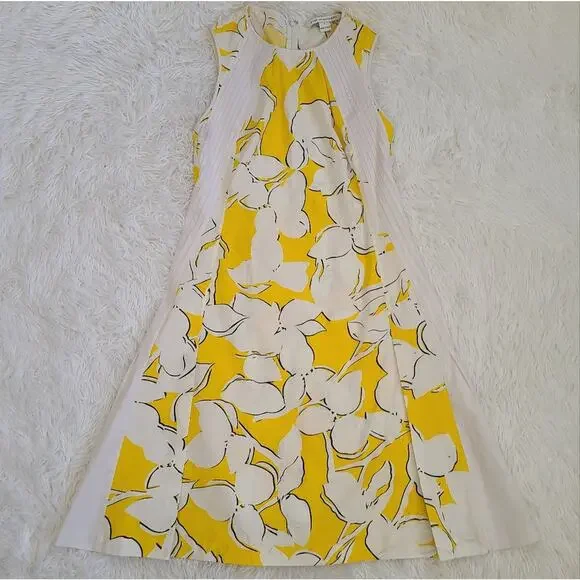 Diane Von Furstenberg Samantha Eden Garden Butter Yellow Floral Dress